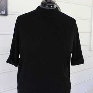 Chico's Ribbed Mock-Neck Elbow Sleeve Sweater